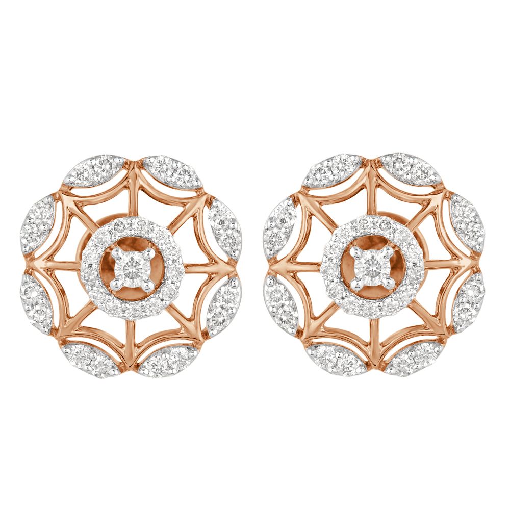 Charming Rose Gold and Diamond Earrings-Earrings-OER22093-D900X0C
