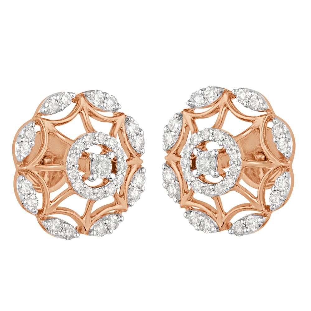 Charming Rose Gold and Diamond Earrings-Earrings-OER22093-D900X0C