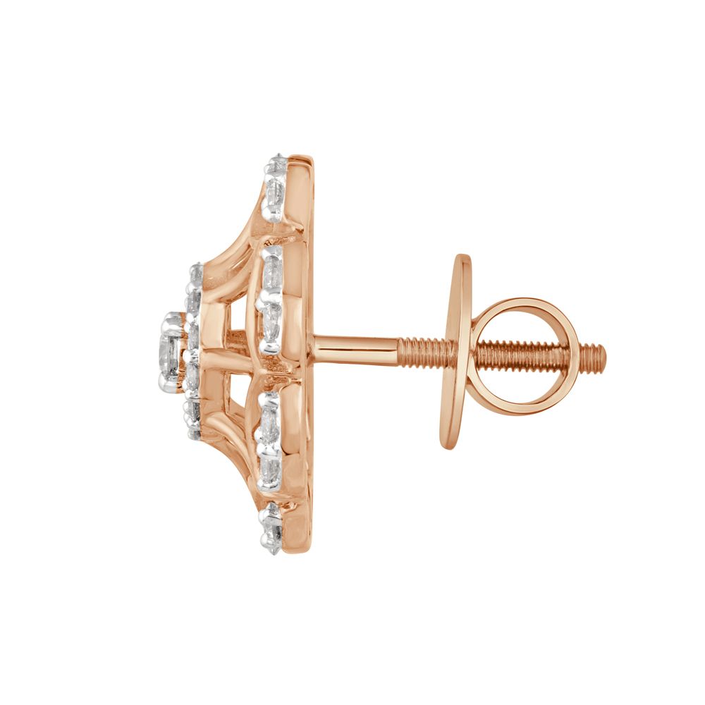 Charming Rose Gold and Diamond Earrings-Earrings-OER22093-D900X0C