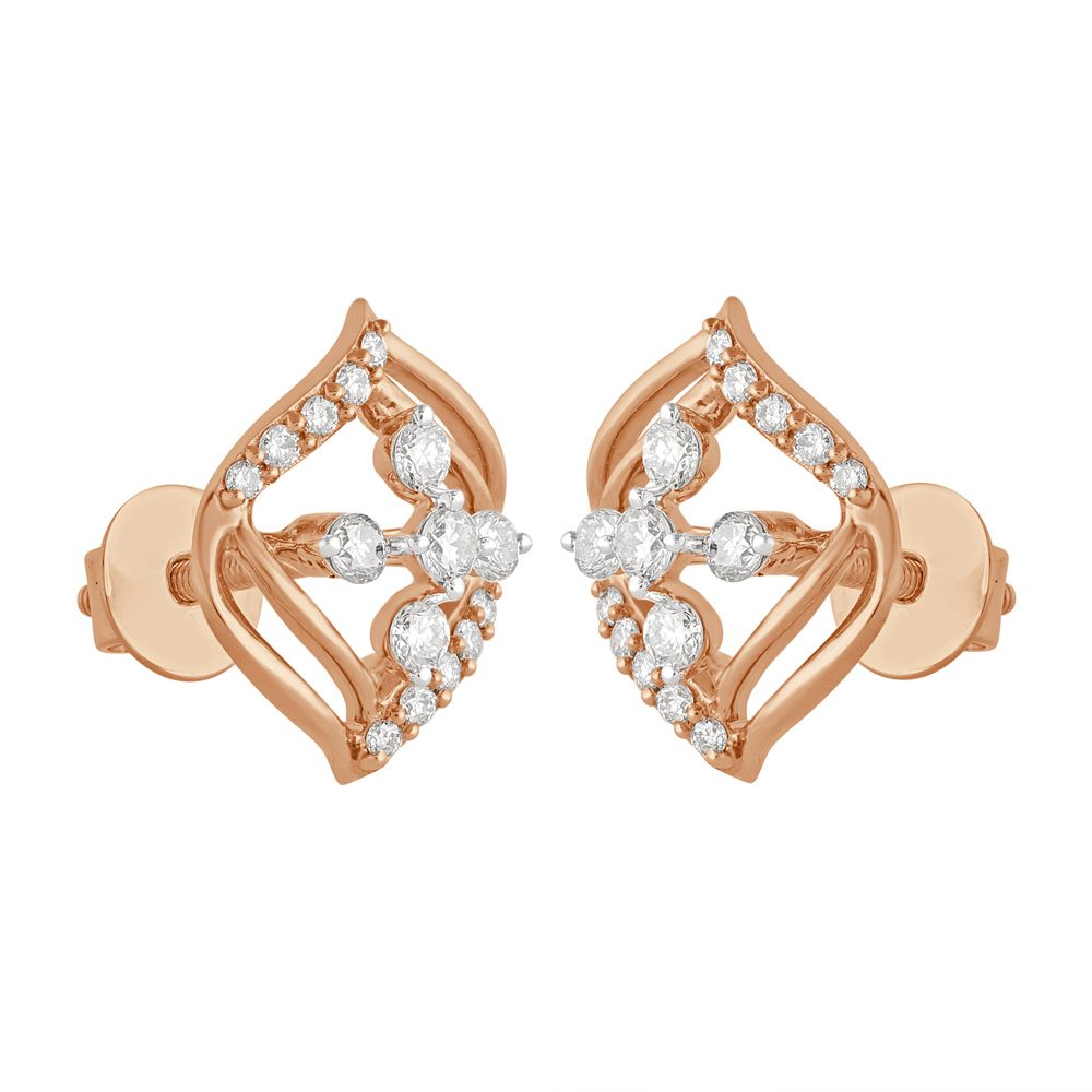 14KT Rose Gold Diamond Earrings-Earrings-OER22100-D900X0C