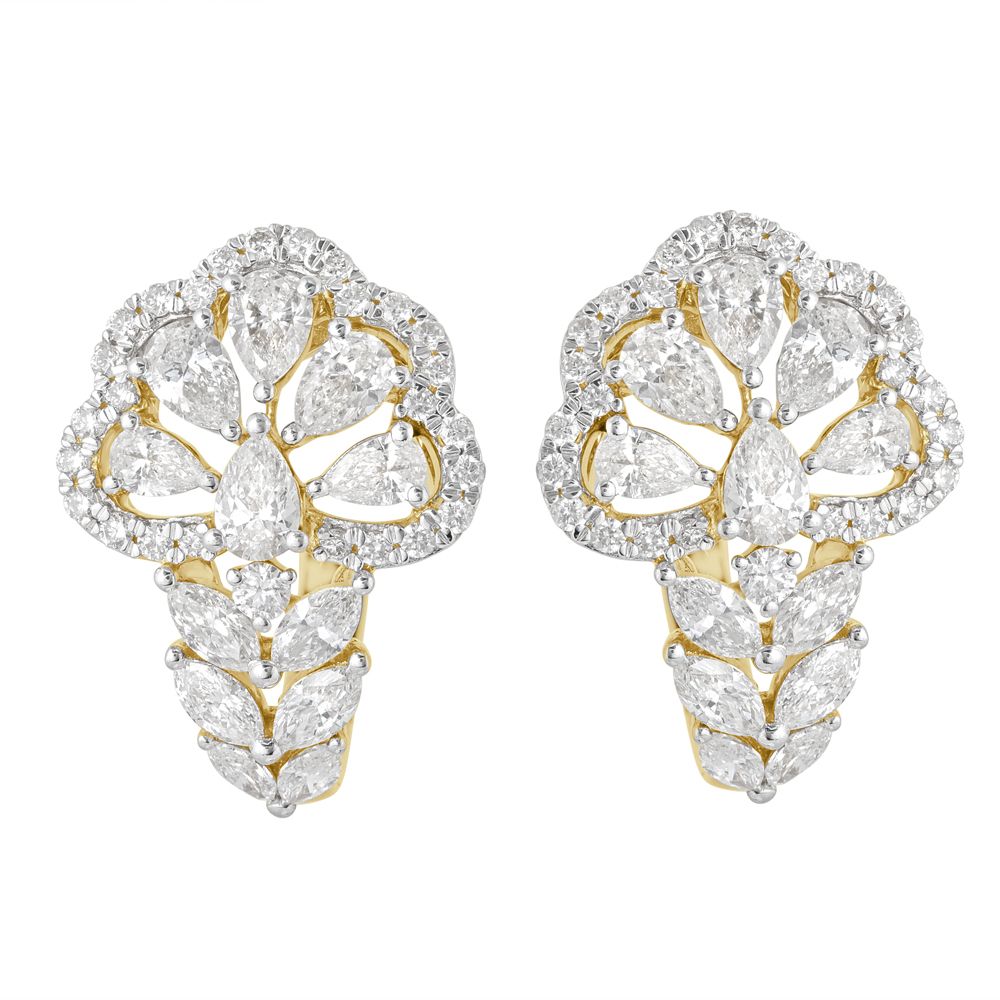 Breathtaking Diamond and Yellow Gold Earrings-Earrings-OER22110-D300R0B