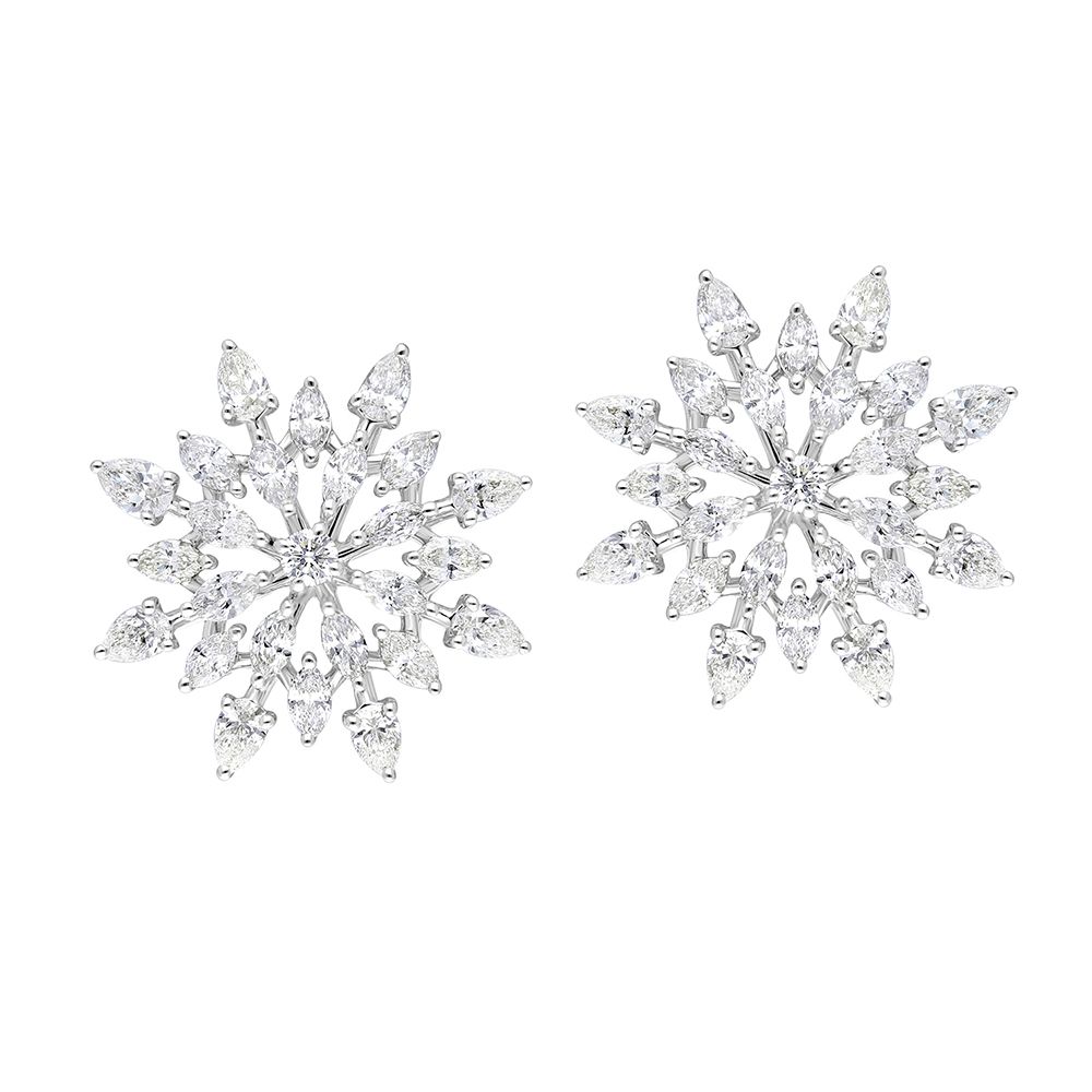 Bejewelled 18KT White Gold Earrings-Earrings-OER22120-D300W0B