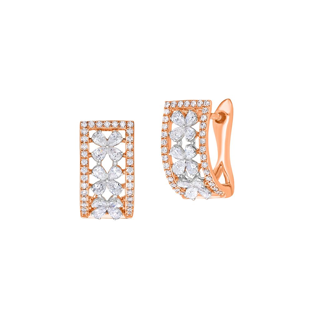 Floral Diamond Earrings-Earrings-OER22124-D300X0B