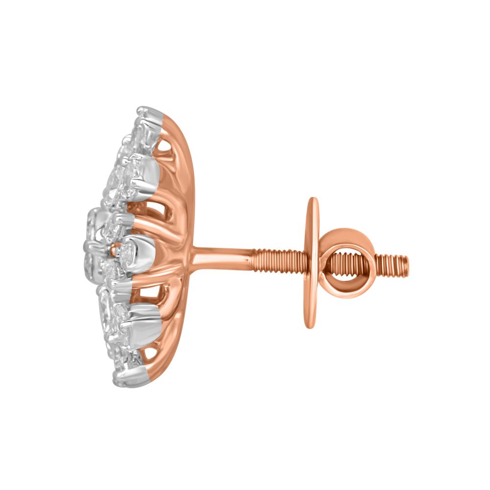 Floral Earrings Studded With Diamonds-Earrings-OER22125-D300R0B