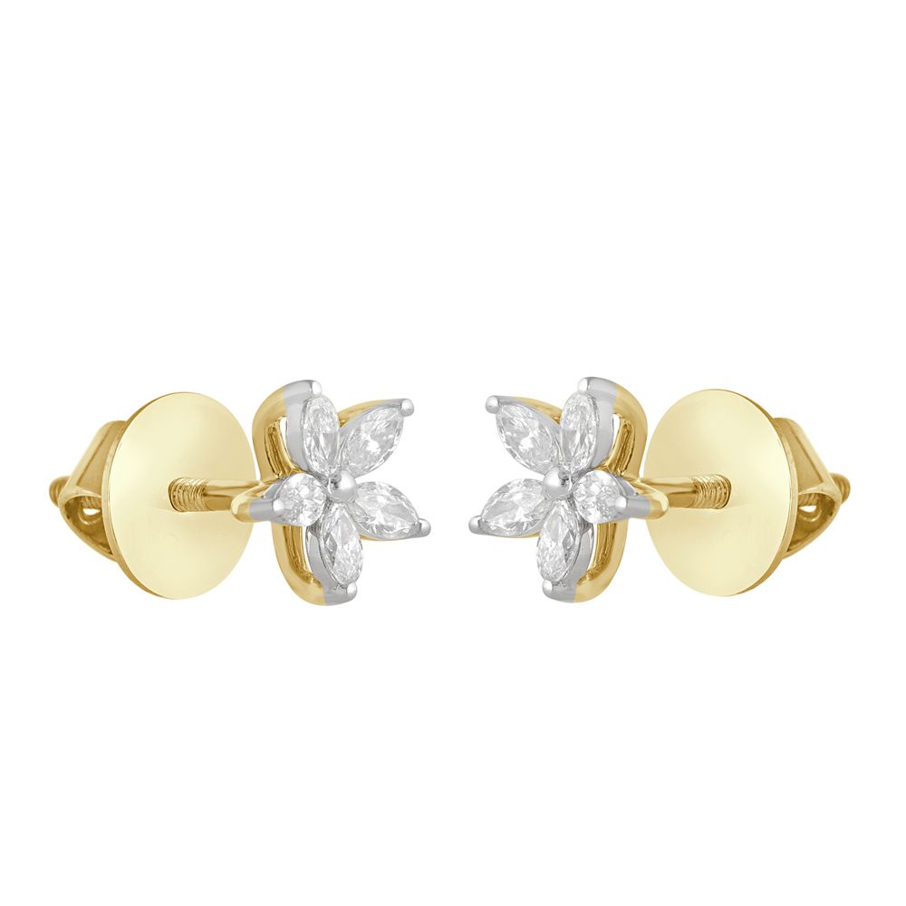 Stunning Yellow Gold and Diamond Earrings-Earrings-OER22130-D300R0B