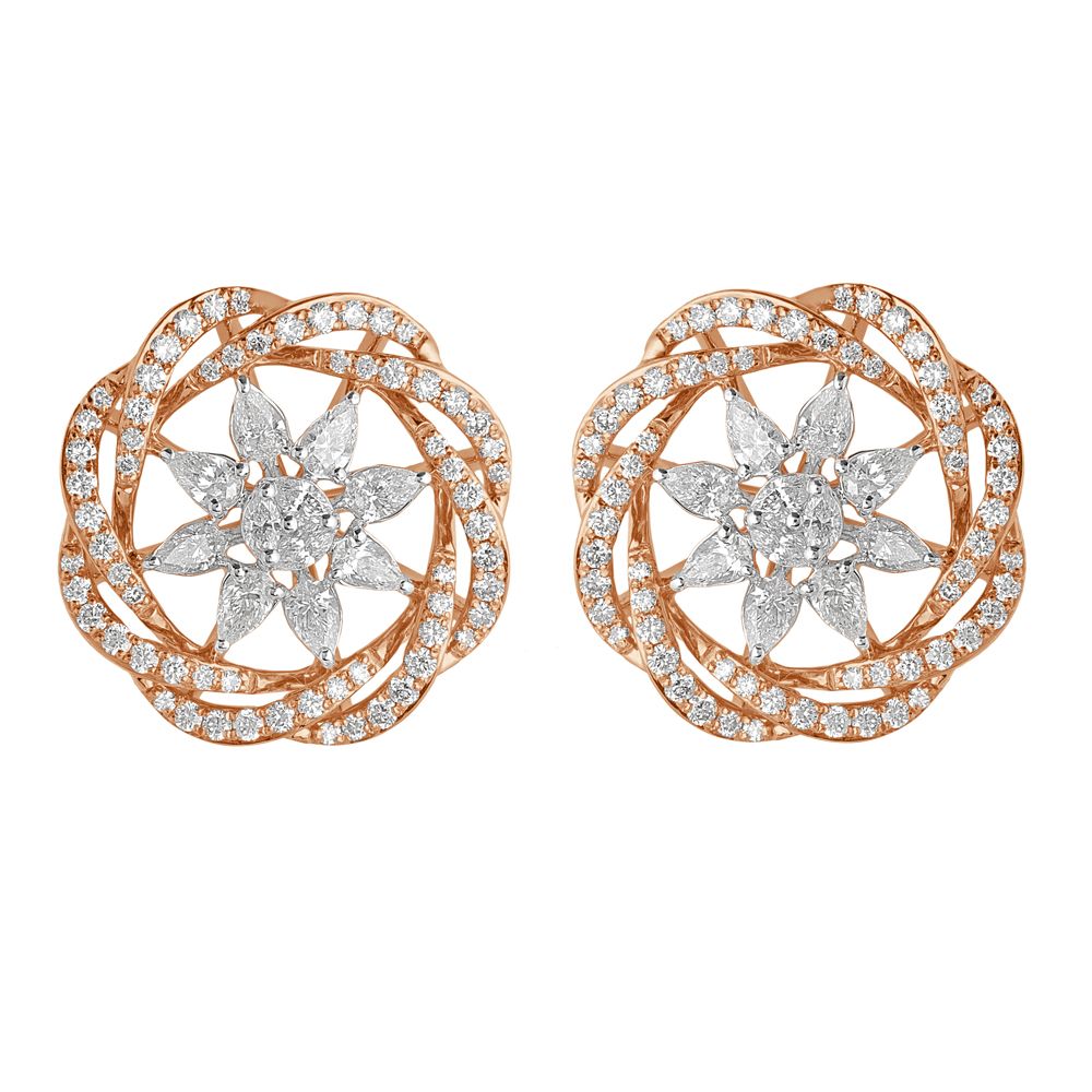 Elaborate Rose Gold Earrings-Earrings-OER22136-D300X0B