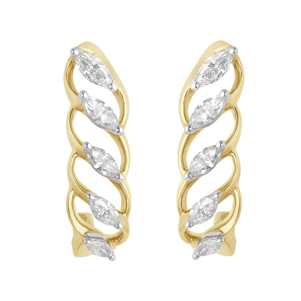 Conch Shaped Yellow Gold Earrings-Earrings-OER22137-D300R0B