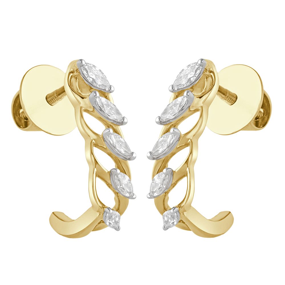 Conch Shaped Yellow Gold Earrings-Earrings-OER22137-D300R0B