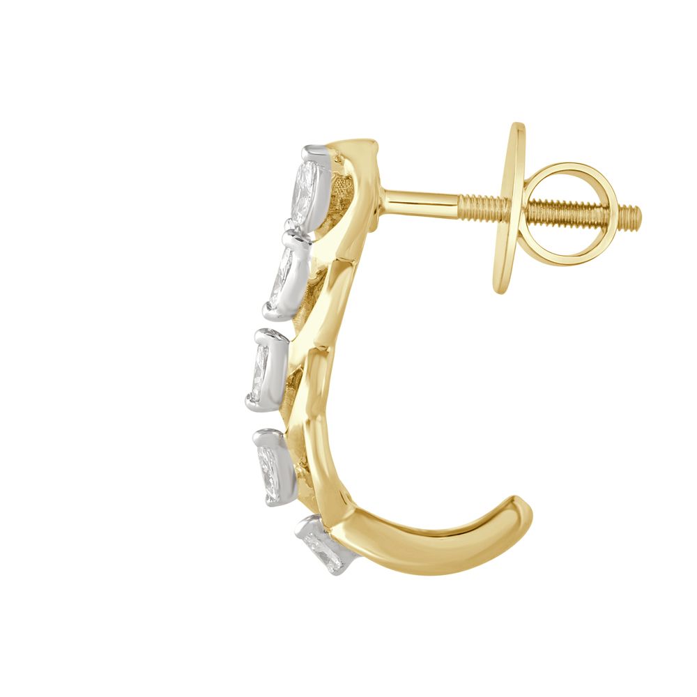 Conch Shaped Yellow Gold Earrings-Earrings-OER22137-D300R0B