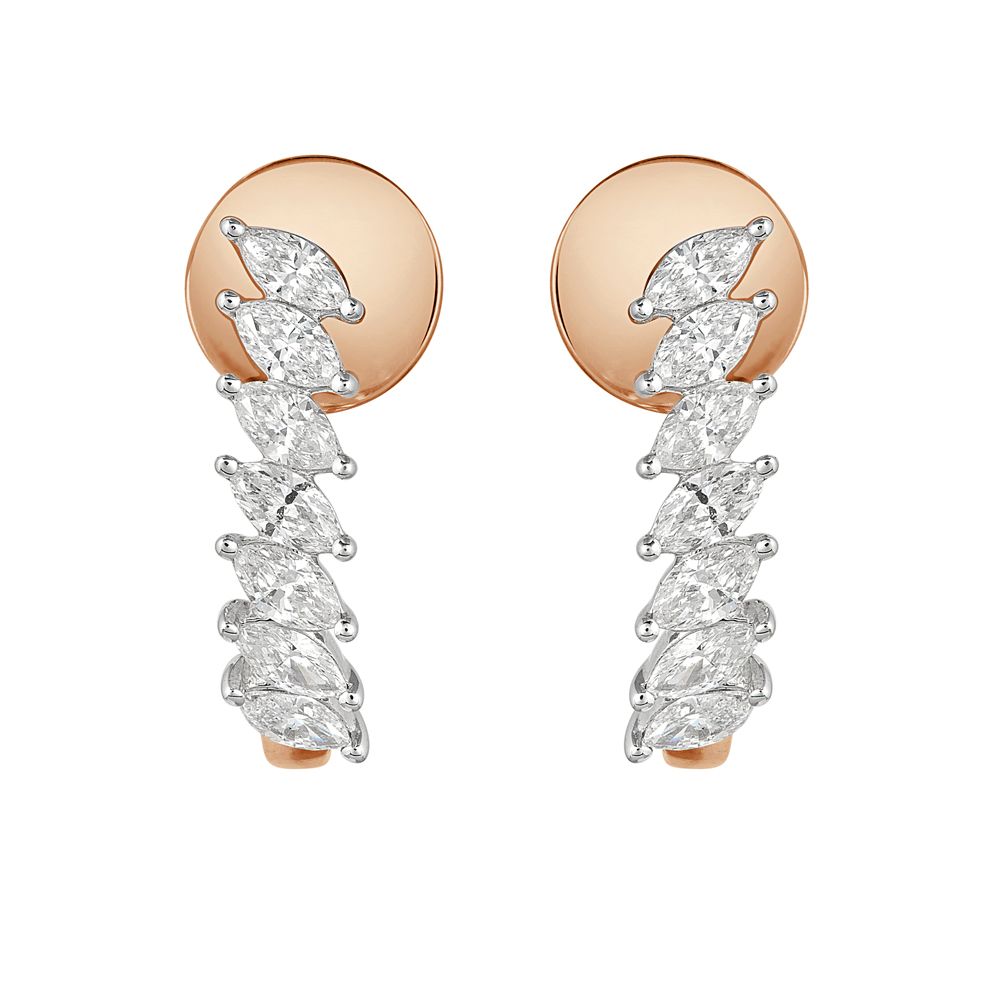 Leaf Design Rose Gold Earrings-Earrings-OER22138-D300X0B