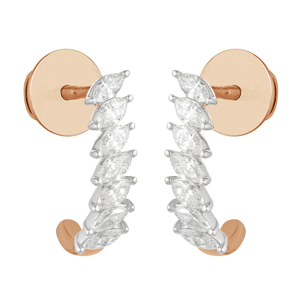 Leaf Design Rose Gold Earrings-Earrings-OER22138-D300X0B