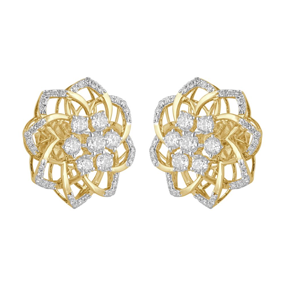 Luxurious 18KT Rose Gold Diamond Crown Star Earrings-Earrings-OER23001-M300X0B