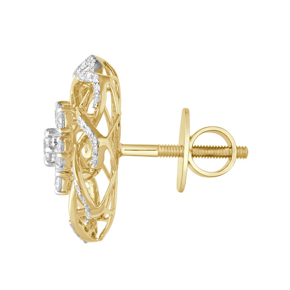 Luxurious 18KT Rose Gold Diamond Crown Star Earrings-Earrings-OER23001-M300X0B