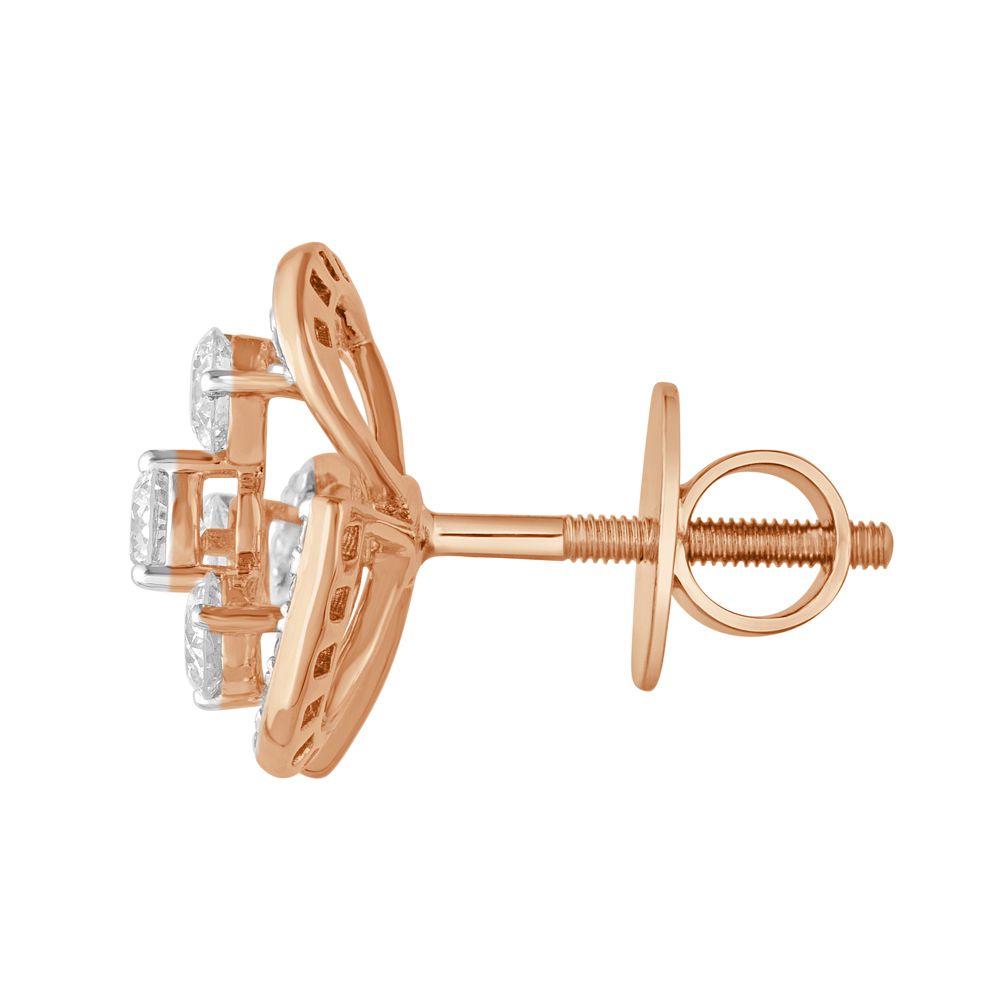 Rose Gold 3-petalled Crown Star Earrings-Earrings-OER23002-M300X0B