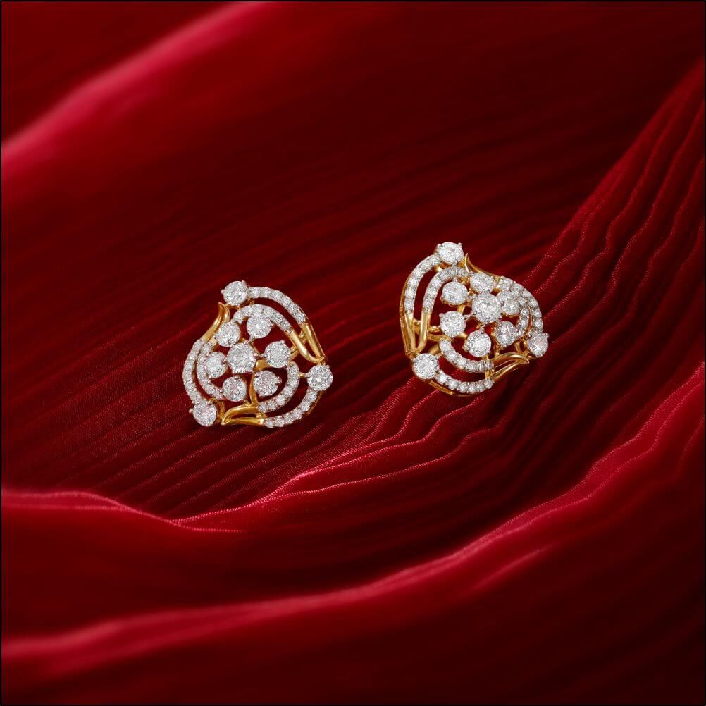Shimmering Diamond Crown Star Earrings-Earrings-OER23003-M300R0B