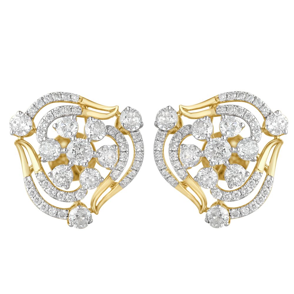 Shimmering Diamond Crown Star Earrings-Earrings-OER23003-M300R0B