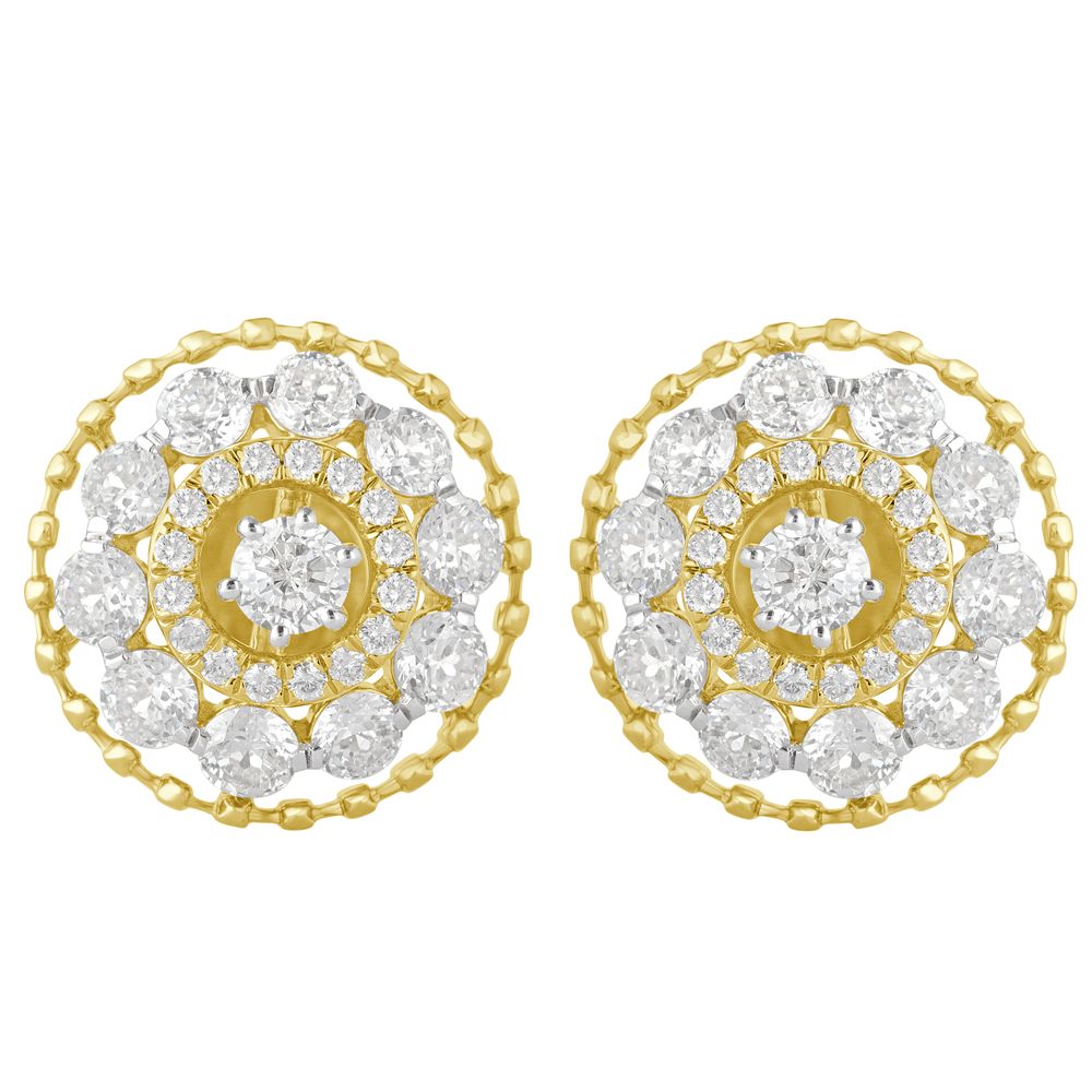 Bejewelled 18KT Yellow Gold Crown Star Earrings-Earrings-OER23008-M300R0B