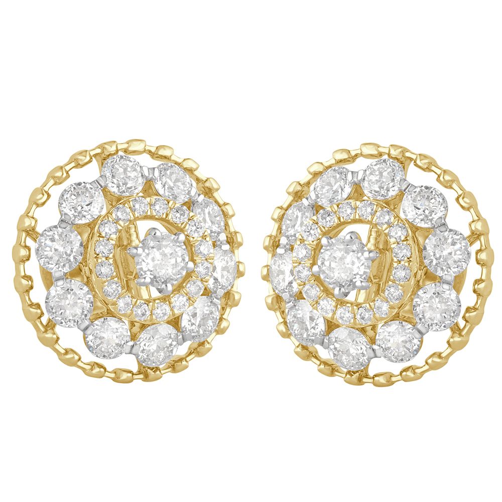 Bejewelled 18KT Yellow Gold Crown Star Earrings-Earrings-OER23008-M300R0B