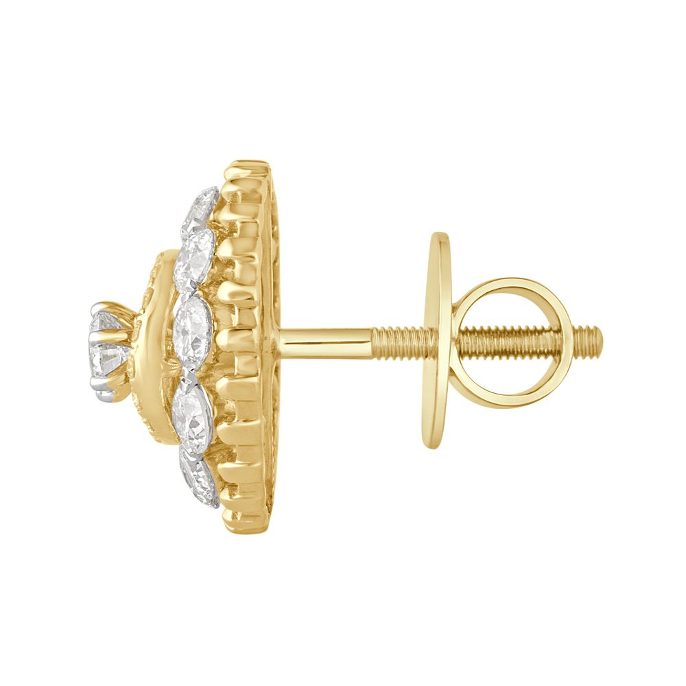 Bejewelled 18KT Yellow Gold Crown Star Earrings-Earrings-OER23008-M300R0B