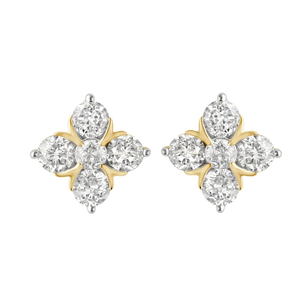 Ethereal Diamond Crown Star Earrings in Yellow Gold-Earrings-OER23009-A300R0B