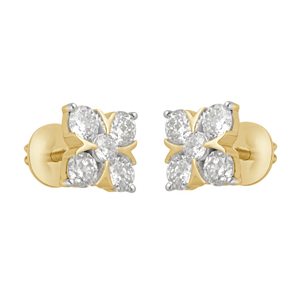Ethereal Diamond Crown Star Earrings in Yellow Gold-Earrings-OER23009-A300R0B