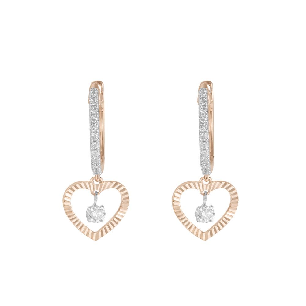 Heart Pattern Diamond Earrings-Earrings-OER23013-D900X0C