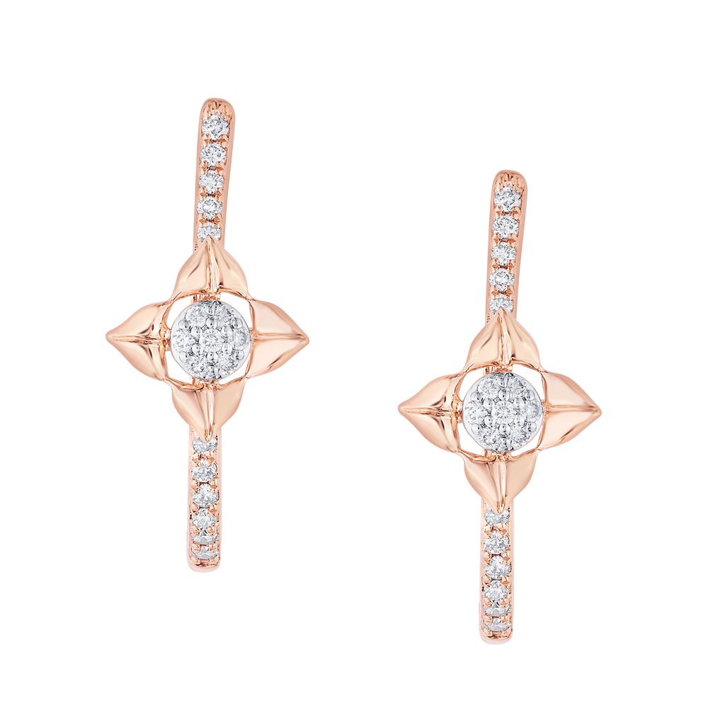 Floral Diamond Earrings-Earrings-OER23026-D400X0B