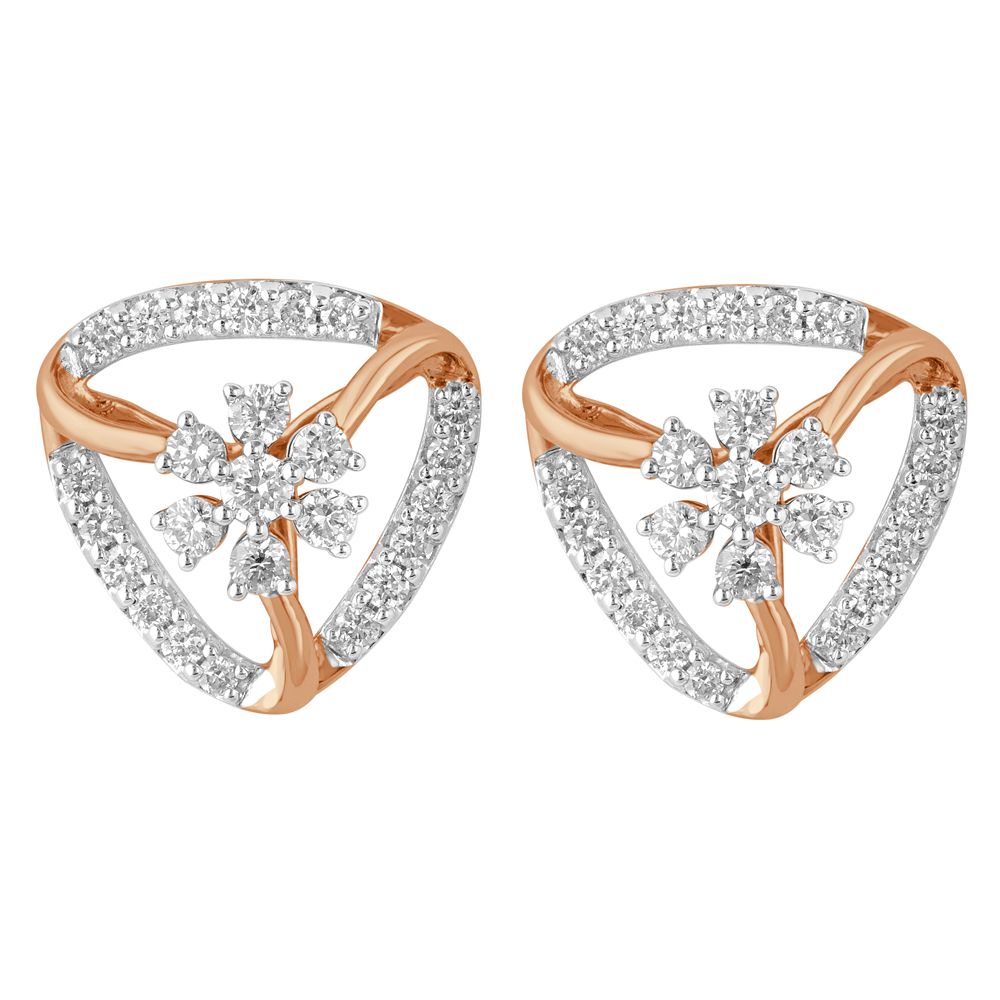 Everyday Wear Rose Gold and Diamond Earrings-Earrings-OER23030-D900X0C