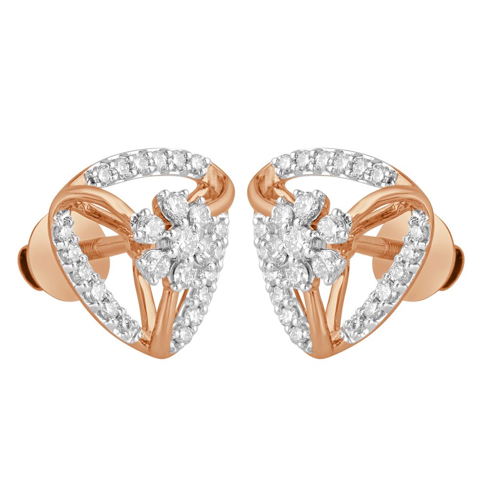 Everyday Wear Rose Gold and Diamond Earrings-Earrings-OER23030-D900X0C