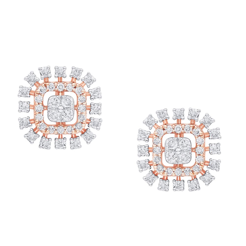 18KT Rose Gold and Diamond Earrings-Earrings-OER23032-D400X0B