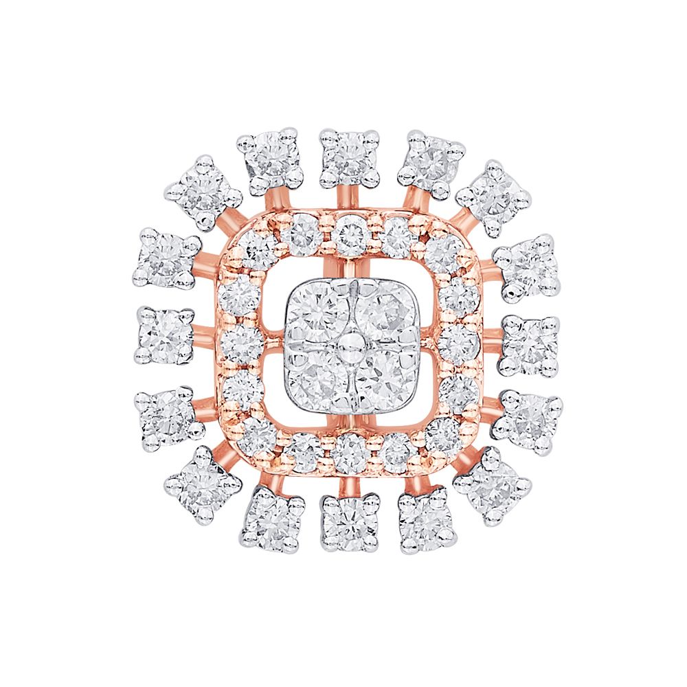 18KT Rose Gold and Diamond Earrings-Earrings-OER23032-D400X0B