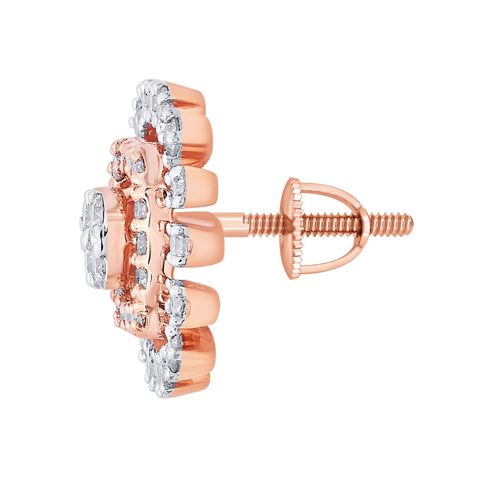 18KT Rose Gold and Diamond Earrings-Earrings-OER23032-D400X0B