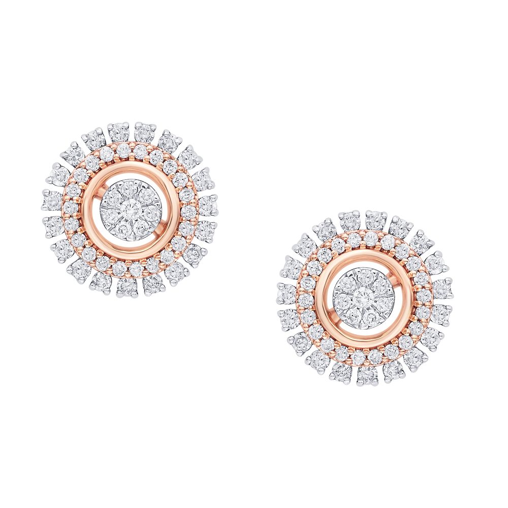 Embellished Rose Gold Diamond Earrings-Earrings-OER23034-D400X0B