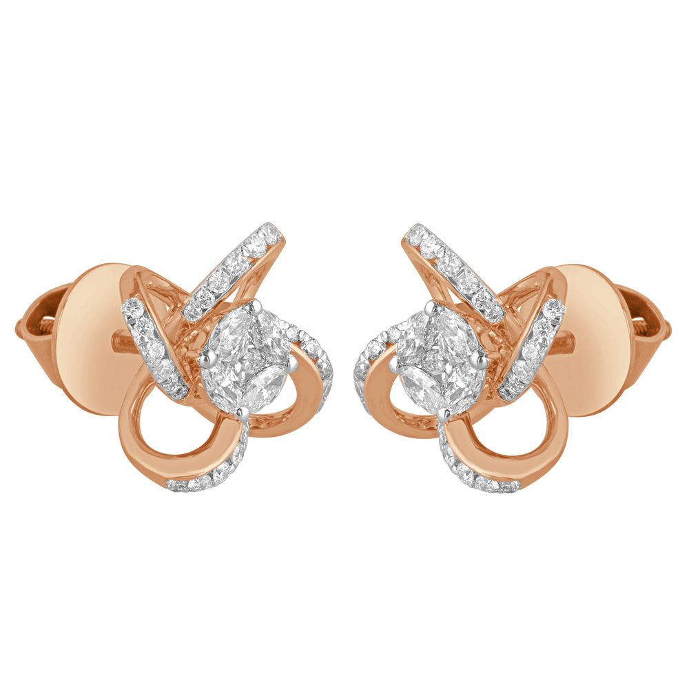 Crisscross Design Diamond Earrings-Earrings-OER23039-D300X0B