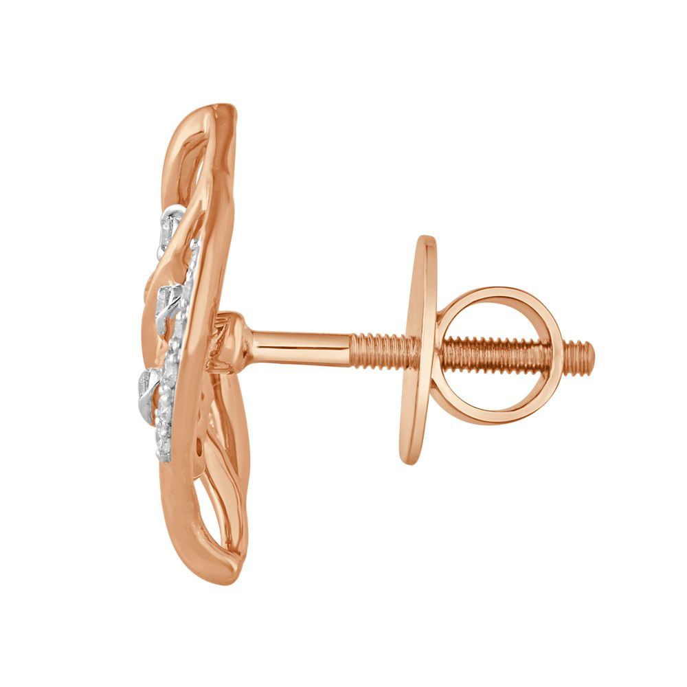 Leaf Design Diamond Studded Earrings-Earrings-OER23046-D400X0B