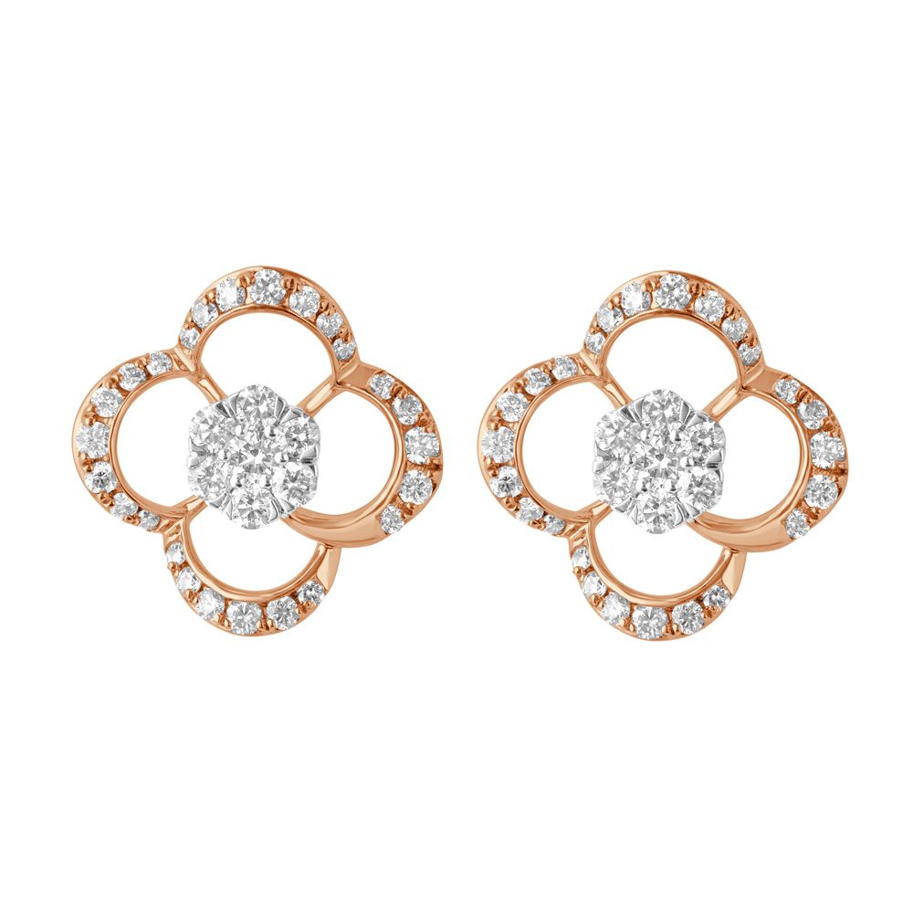 Layered Pattern Diamond Earrings-Earrings-OER23050-D400X0B