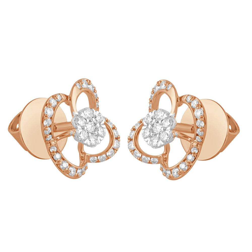 Layered Pattern Diamond Earrings-Earrings-OER23050-D400X0B