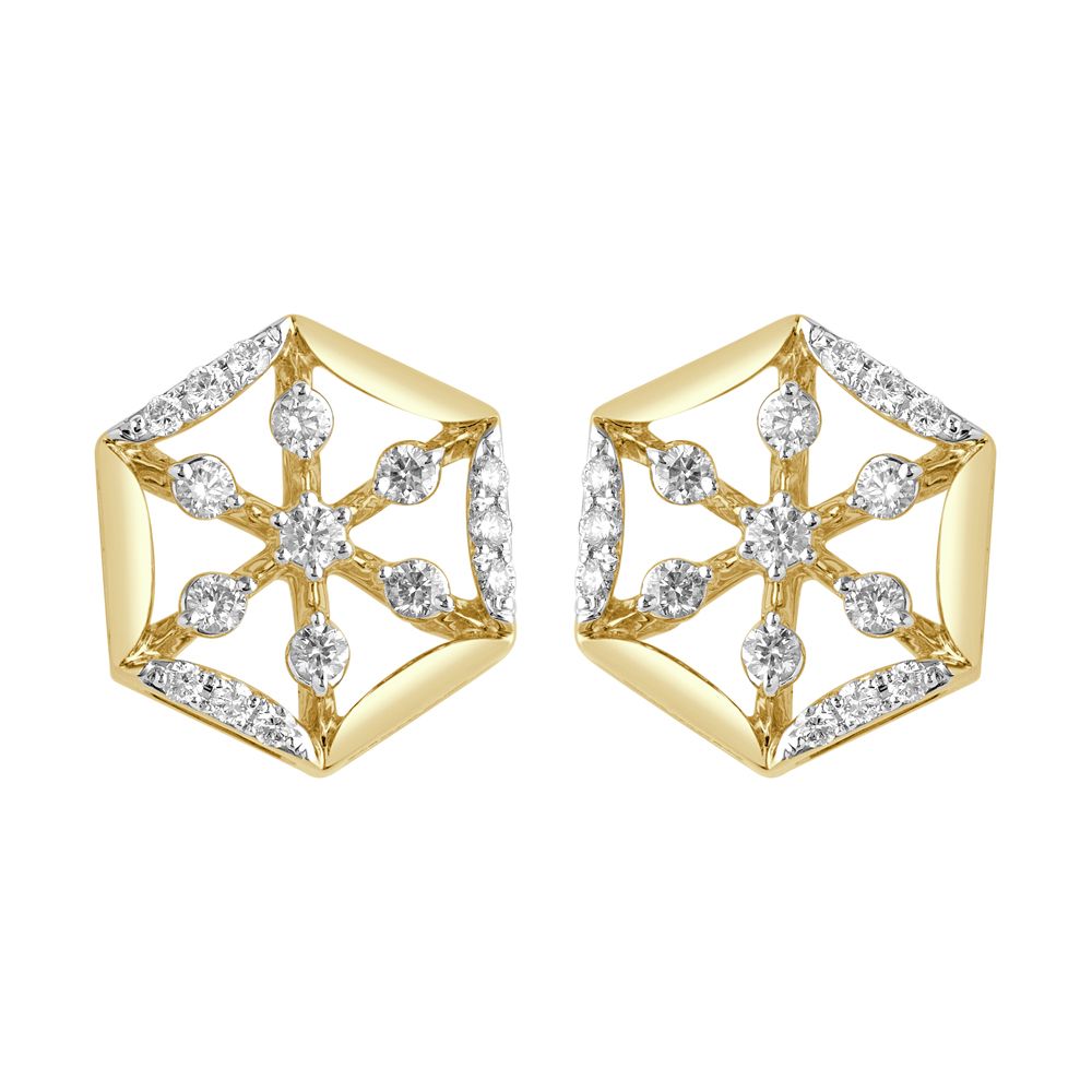 Geometric Design Diamond Earrings-Earrings-OER23051-D400R0B