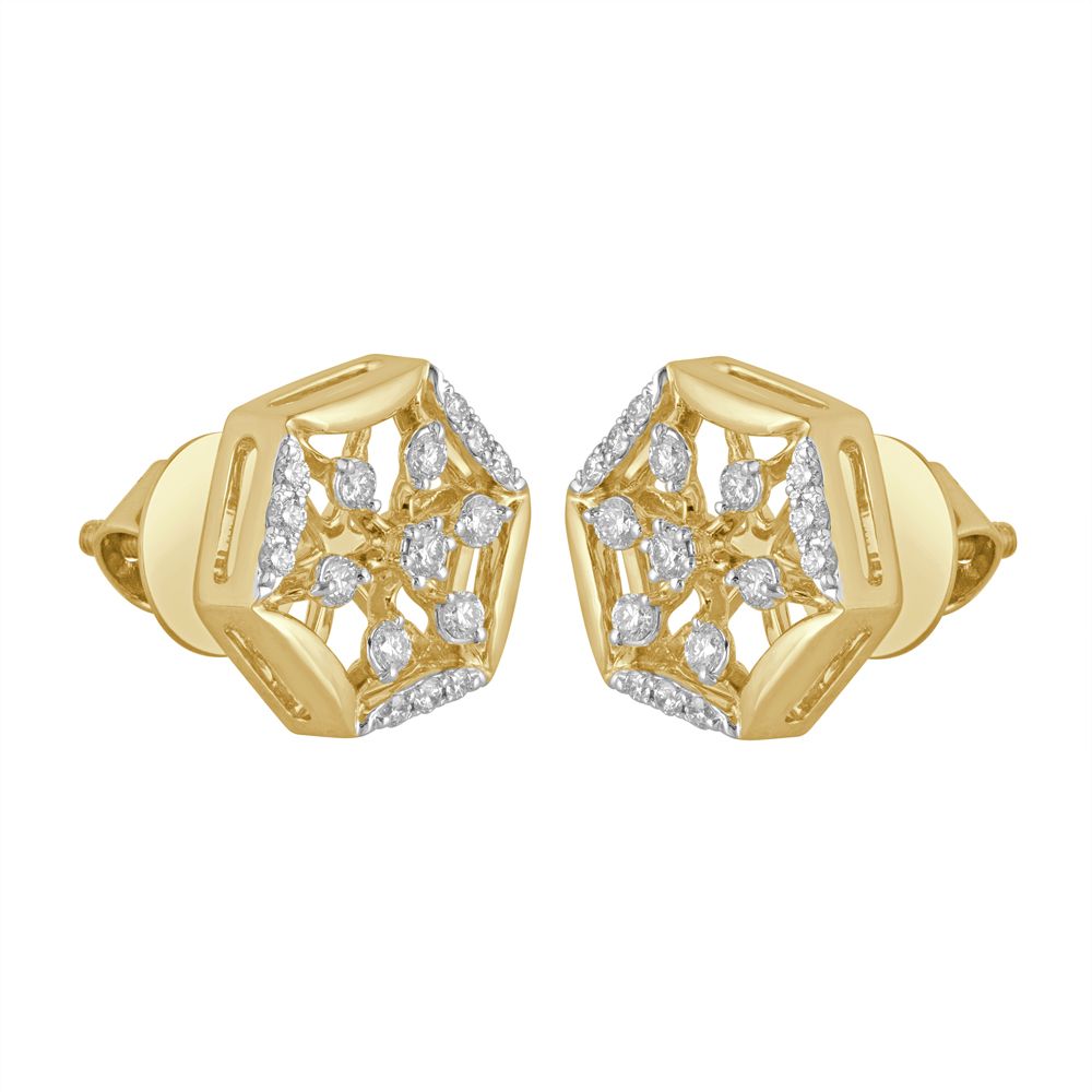 Geometric Design Diamond Earrings-Earrings-OER23051-D400R0B