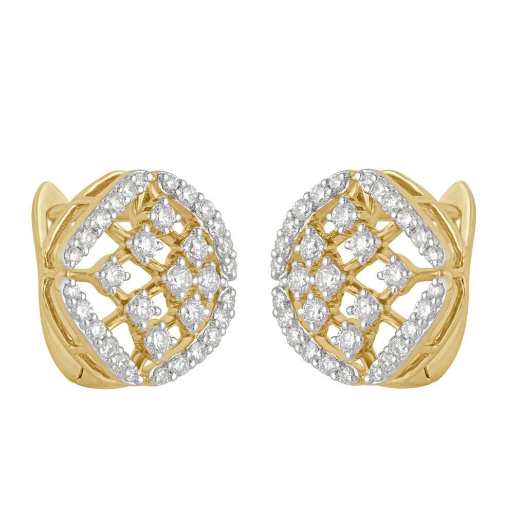 Classy Circle Design Yellow Gold and Diamond Earrings-Earrings-OER23054-D300R0B