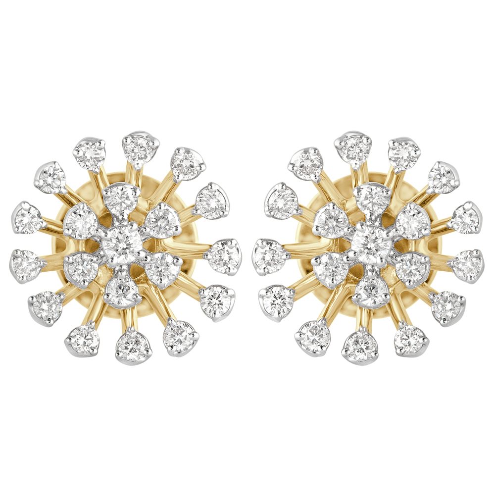 Gleaming Starburst Design Diamond Earrings-Earrings-OER23055-D300R0B