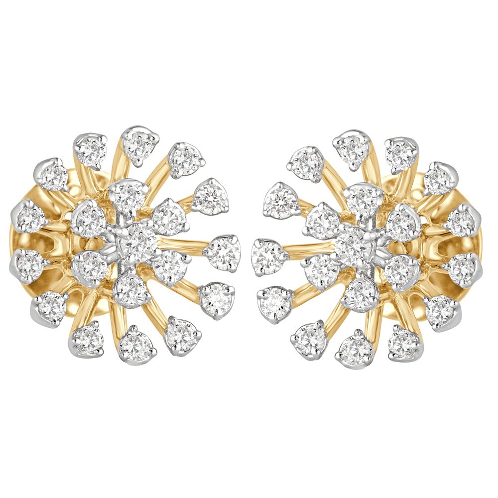 Gleaming Starburst Design Diamond Earrings-Earrings-OER23055-D300R0B