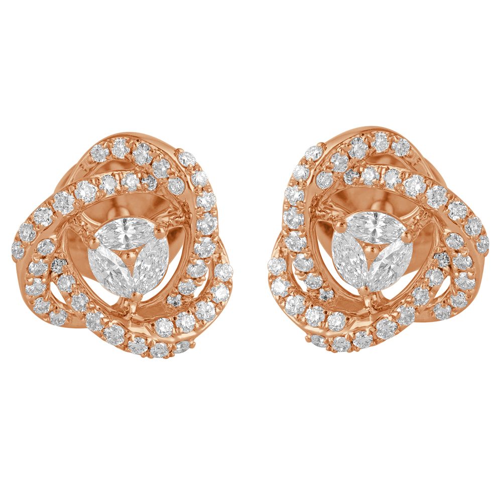 Stunning Rose Gold and Diamond Earrings-Earrings-OER23057-D300X0B
