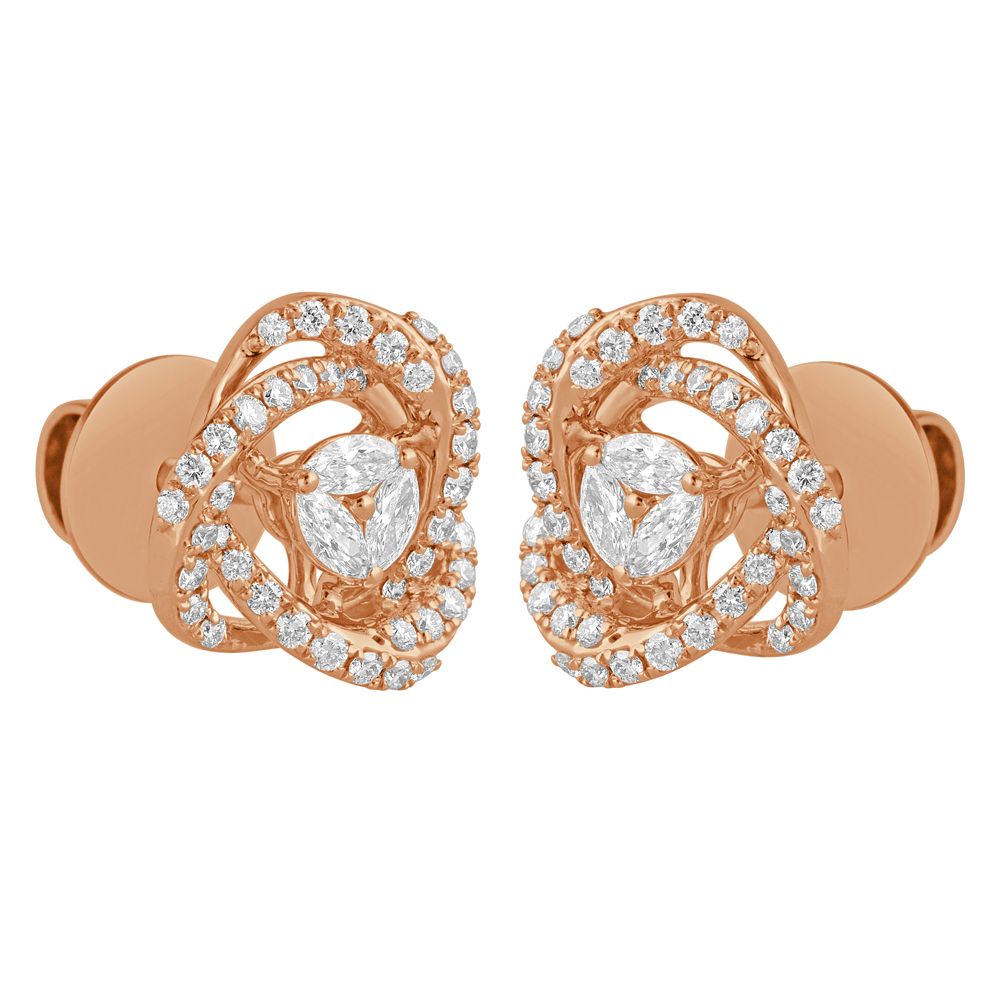 Stunning Rose Gold and Diamond Earrings-Earrings-OER23057-D300X0B