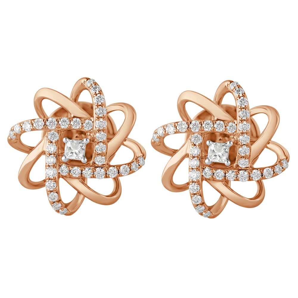 Spiralling Star Design Diamond Earrings-Earrings-OER23058-D300X0B