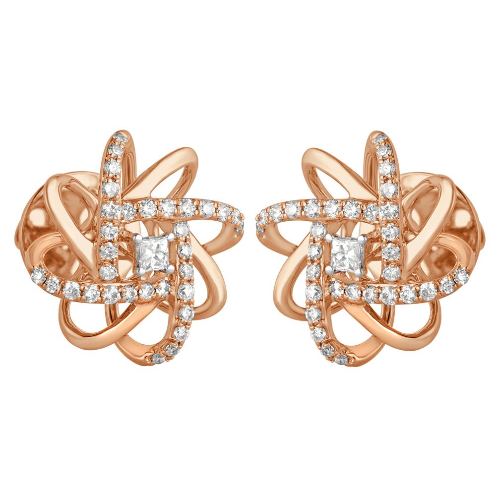 Spiralling Star Design Diamond Earrings-Earrings-OER23058-D300X0B