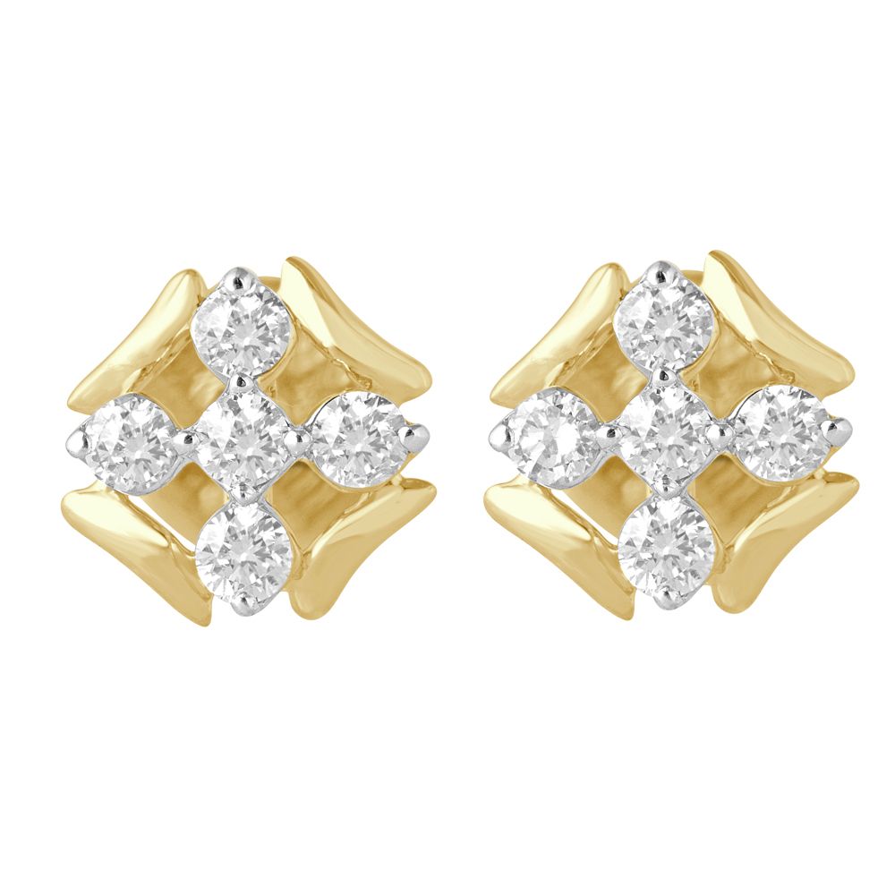 Brilliant 14KT Yellow Gold Earring Set-Earrings-OER23062-D900R0C