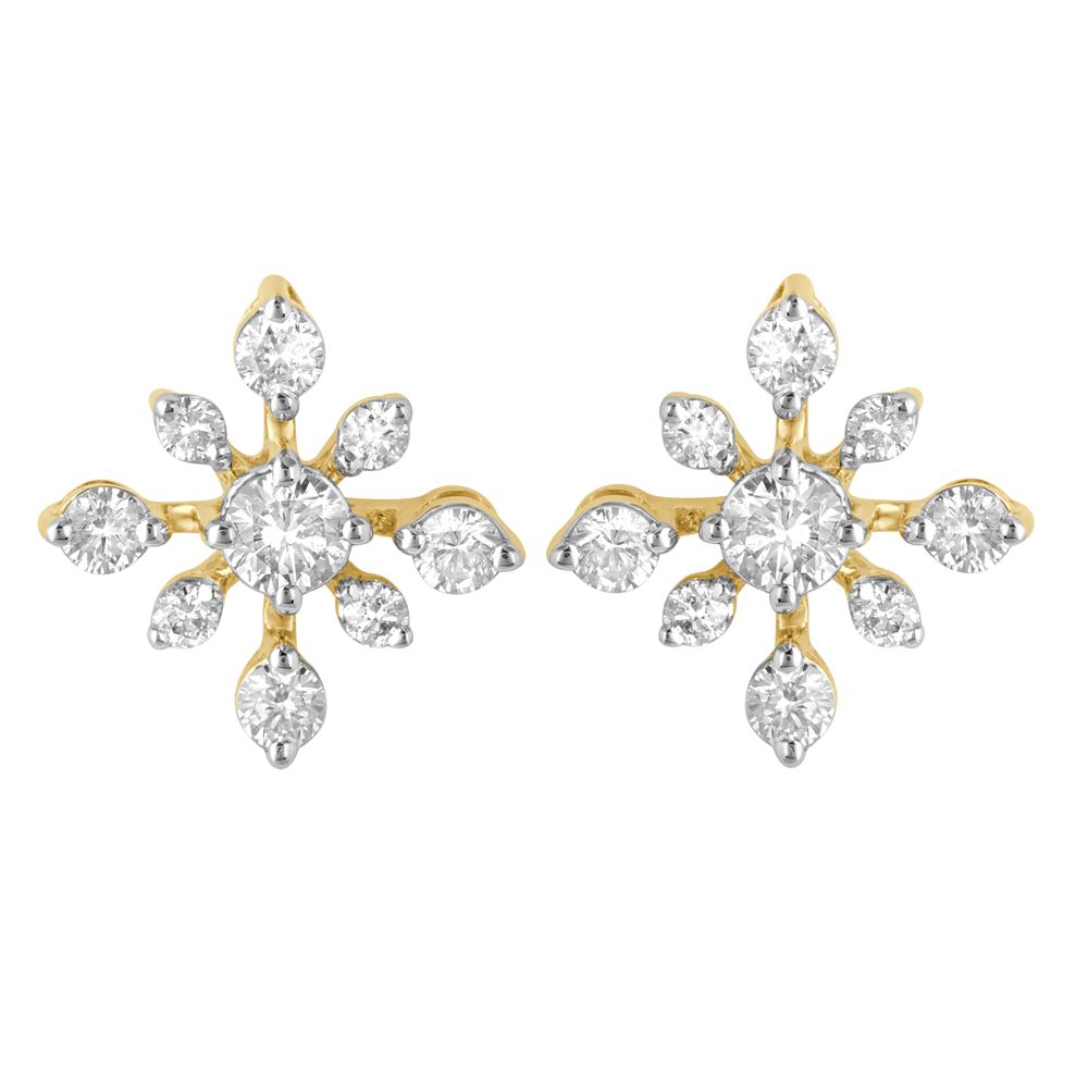 Floral Shape Diamond Earring-All Jewellery-OER23068-D300R0B