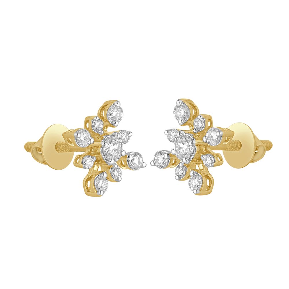 Floral Shape Diamond Earring-All Jewellery-OER23068-D300R0B