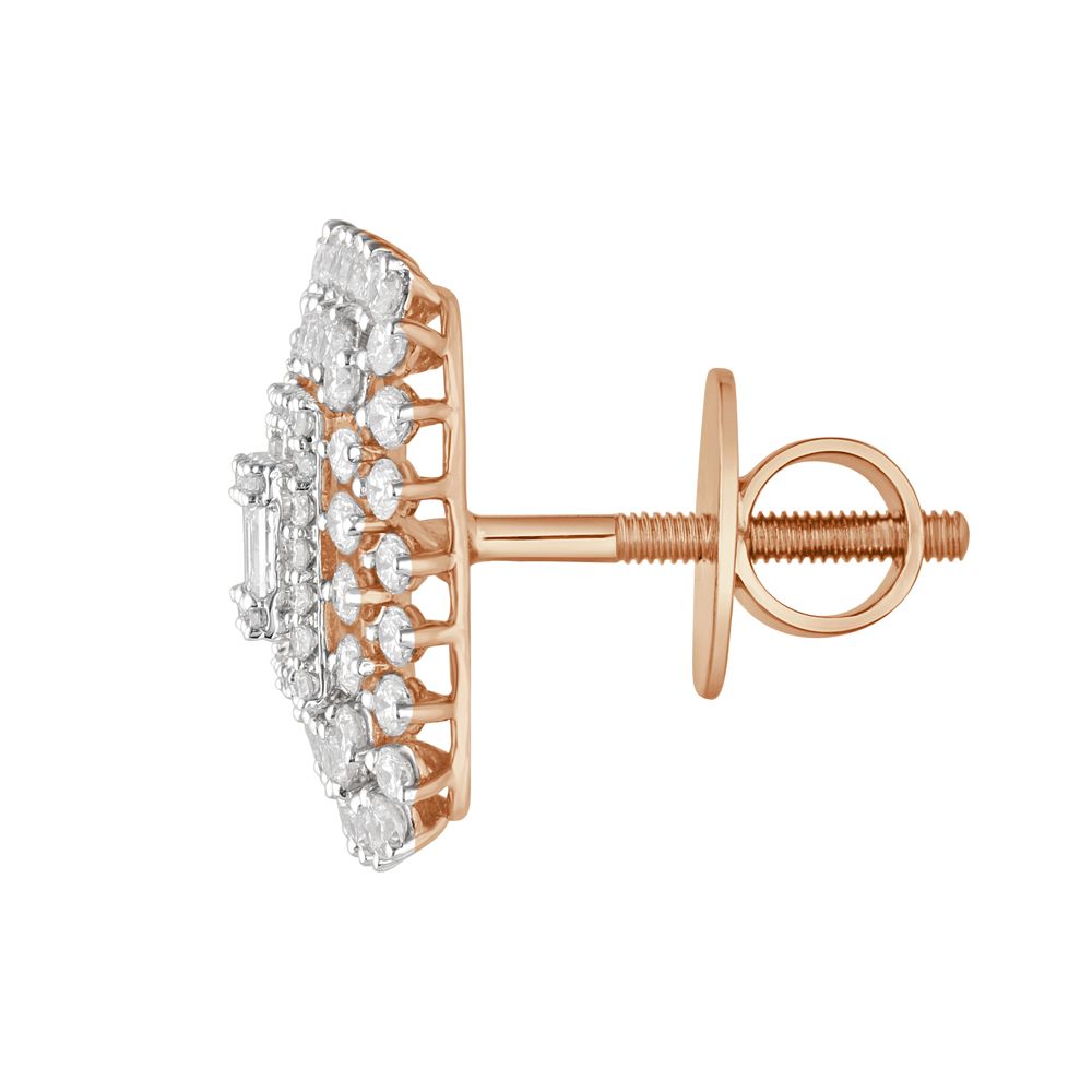 Rectangular Diamond Studded Earrings-Diamond-OER23073-D300X0B